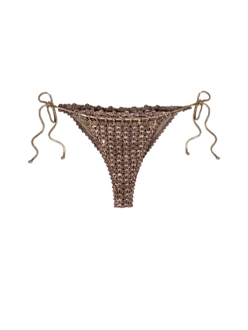Tahikila Sanctissima Crochet Bikini Bottom Sz S Metallic Bronze Brown